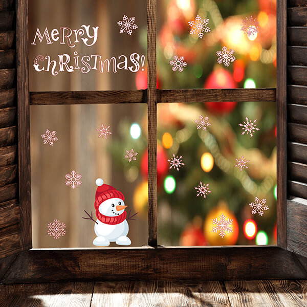 adesivo vetri e muri - snowman Merry Christmas 1