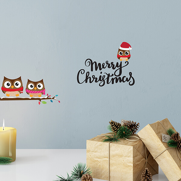 scritta adesiva - owl Merry Christmas